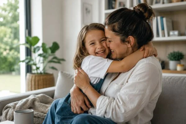 happy child with parent after parenting plans Stoke-on-Trent